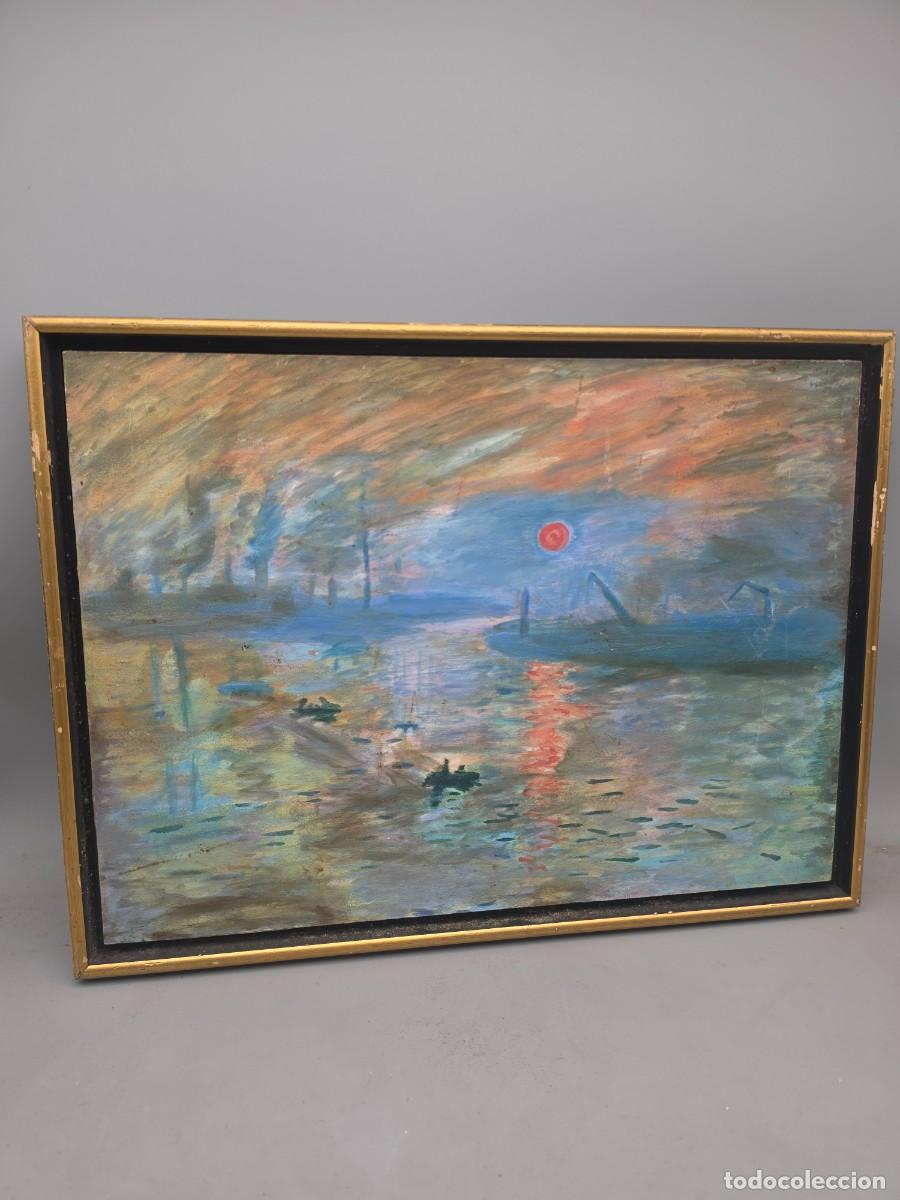 Arte: &Oacute;leo sobre tabla, copia de Monet 48 &times; 35 cm (con marco 51,5 &times; 38,5 cm).