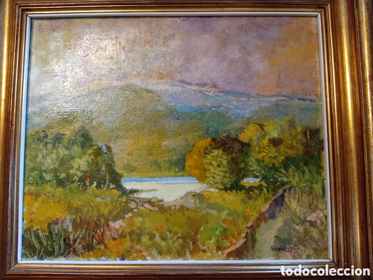 Arte: Pintura gallega oleo lienzo del gran pintor Leopoldo varela (Porri&ntilde;o,Pontevedra 1929-2007 Vigo)