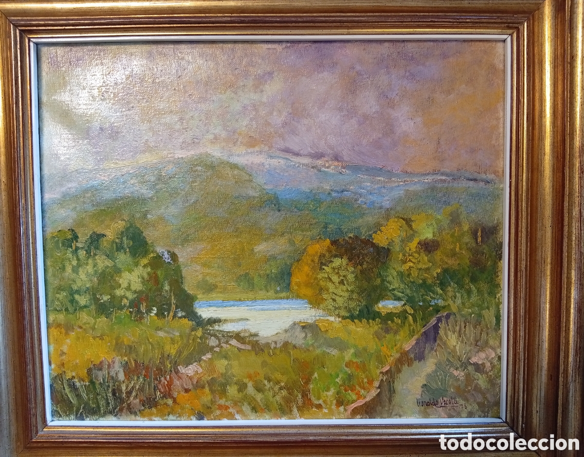 Arte: Pintura gallega oleo lienzo del gran pintor Leopoldo varela (Porri&ntilde;o,Pontevedra 1929-2007 Vigo)