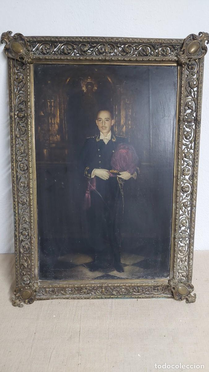 Arte: Antiguo marco de bronce con oleo