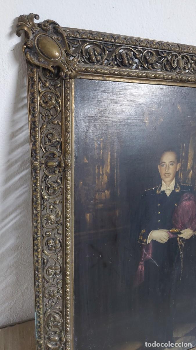 Arte: Antiguo marco de bronce con oleo - Foto 2