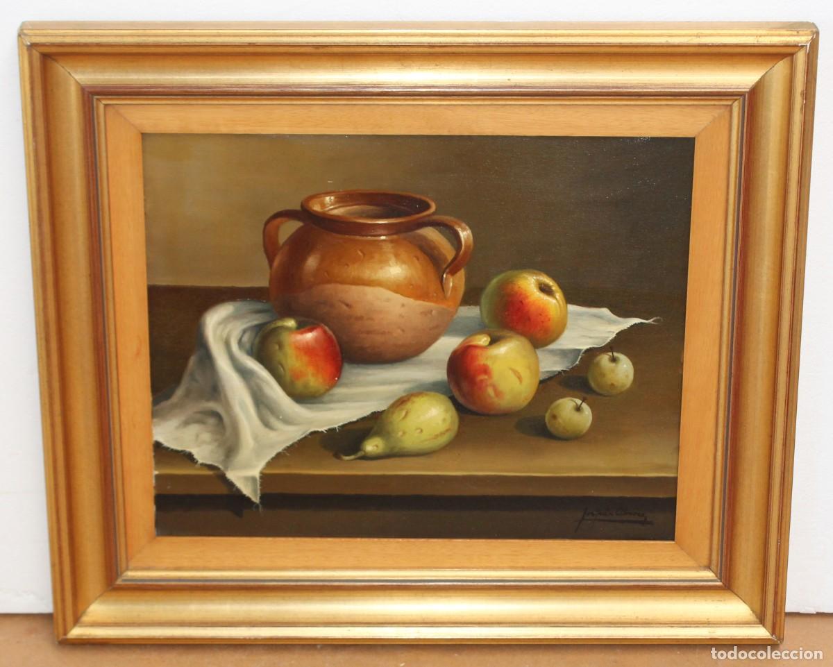 Arte: JOAQUIN ALVAREZ (XX) OLEO SOBRE TELA. NATURALEZA MUERTA CON FRUTAS Y CERAMICA