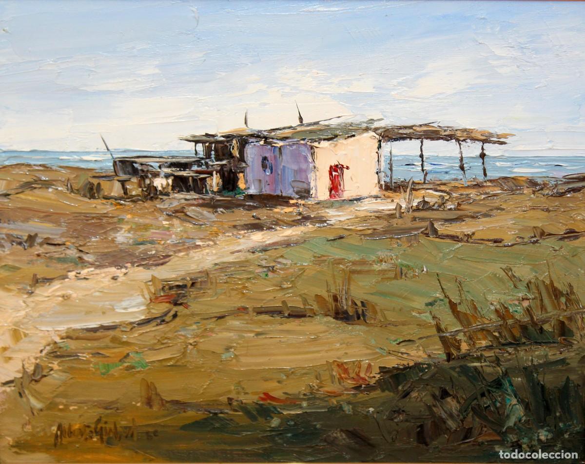 Arte: ALBERTO GISBERT SIURANA (Castellar-Oliveral, Valencia, 1923 - 2009) OLEO TELA. PLAYA VALENCIANA