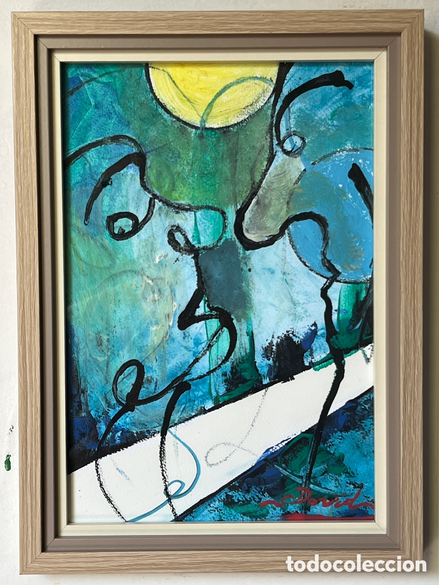 Arte: Amanti opera su carta 20x30cm cornice inclusa