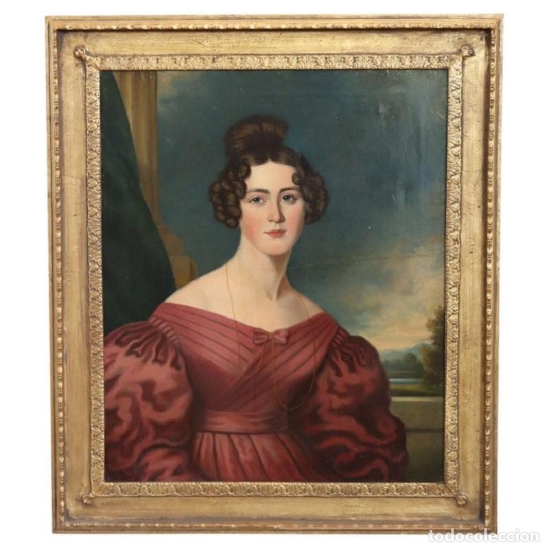 Arte: Retrato de una joven, &oacute;leo sobre lienzo, Italia, siglo XIX