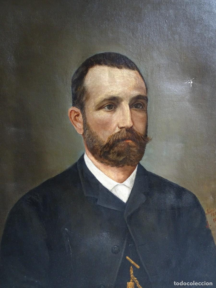 Arte: J. Miguel: Retrato de personaje desconocido, al &oacute;leo, firmado y fechado en 1889.