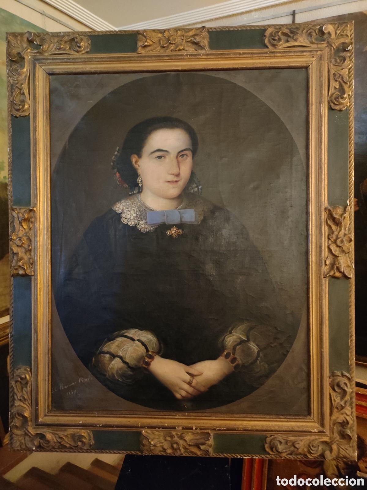 Arte: Retrato joven siglo XIX fdo Mariano Carbo