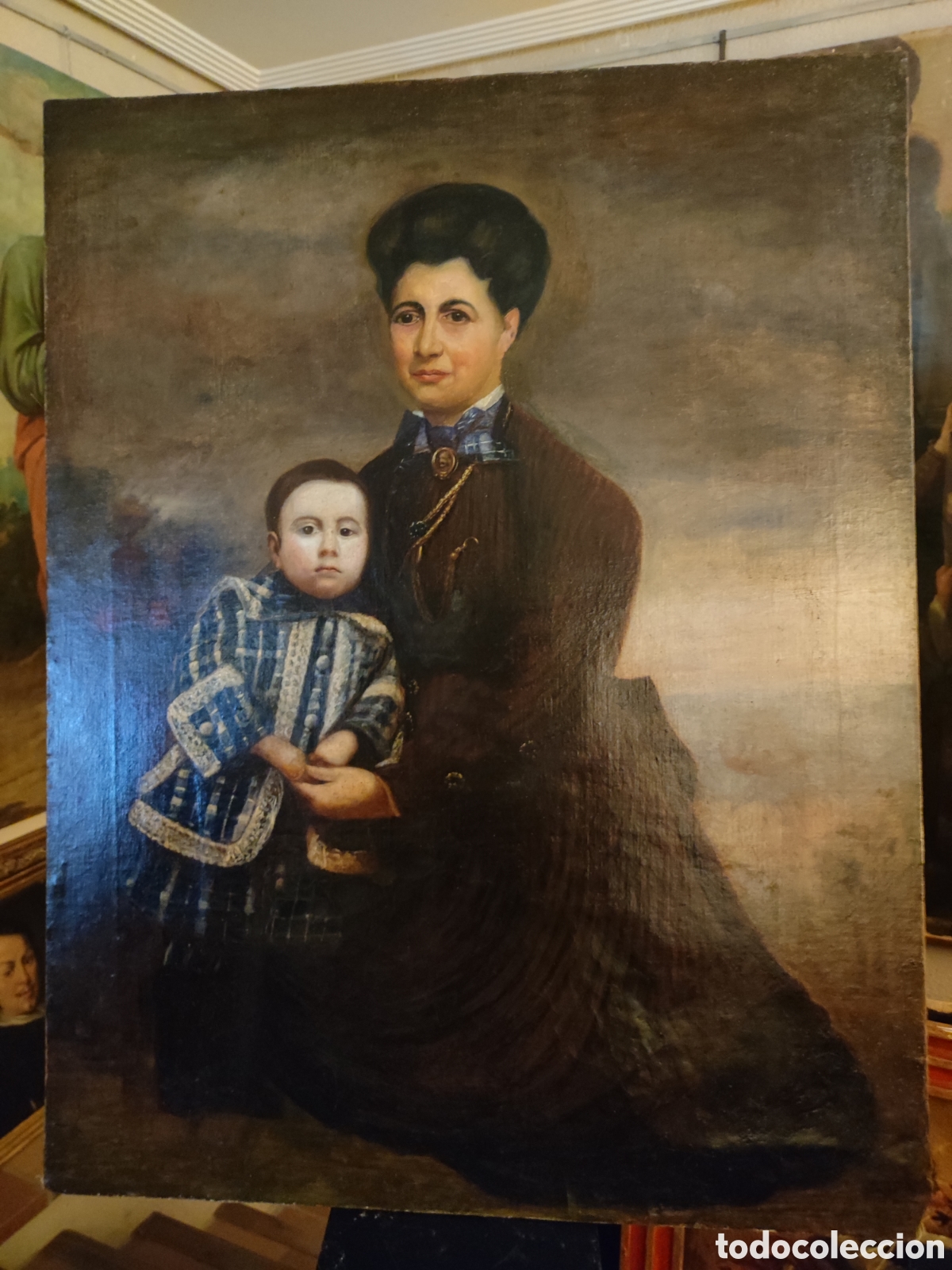 Arte: Retrato de mujer y ni&ntilde;o siglo XIX