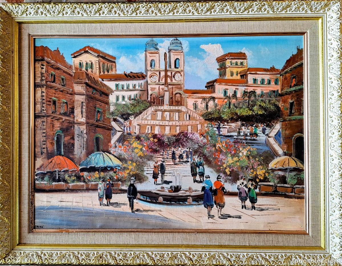 Arte: Pintura al &oacute;leo que representa un paisaje de Roma,
