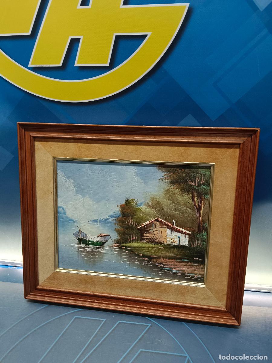 Arte: Cuadro, paisaje barca junto al hogar, 50x32x05 cm