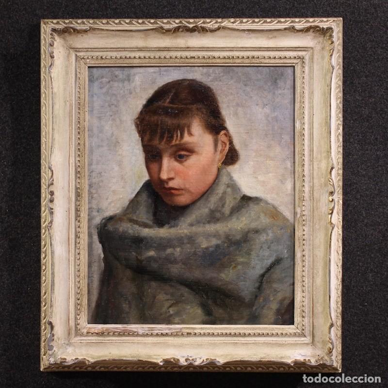 Arte: Pintura retrato italiano de una mujer al estilo impresionista.
