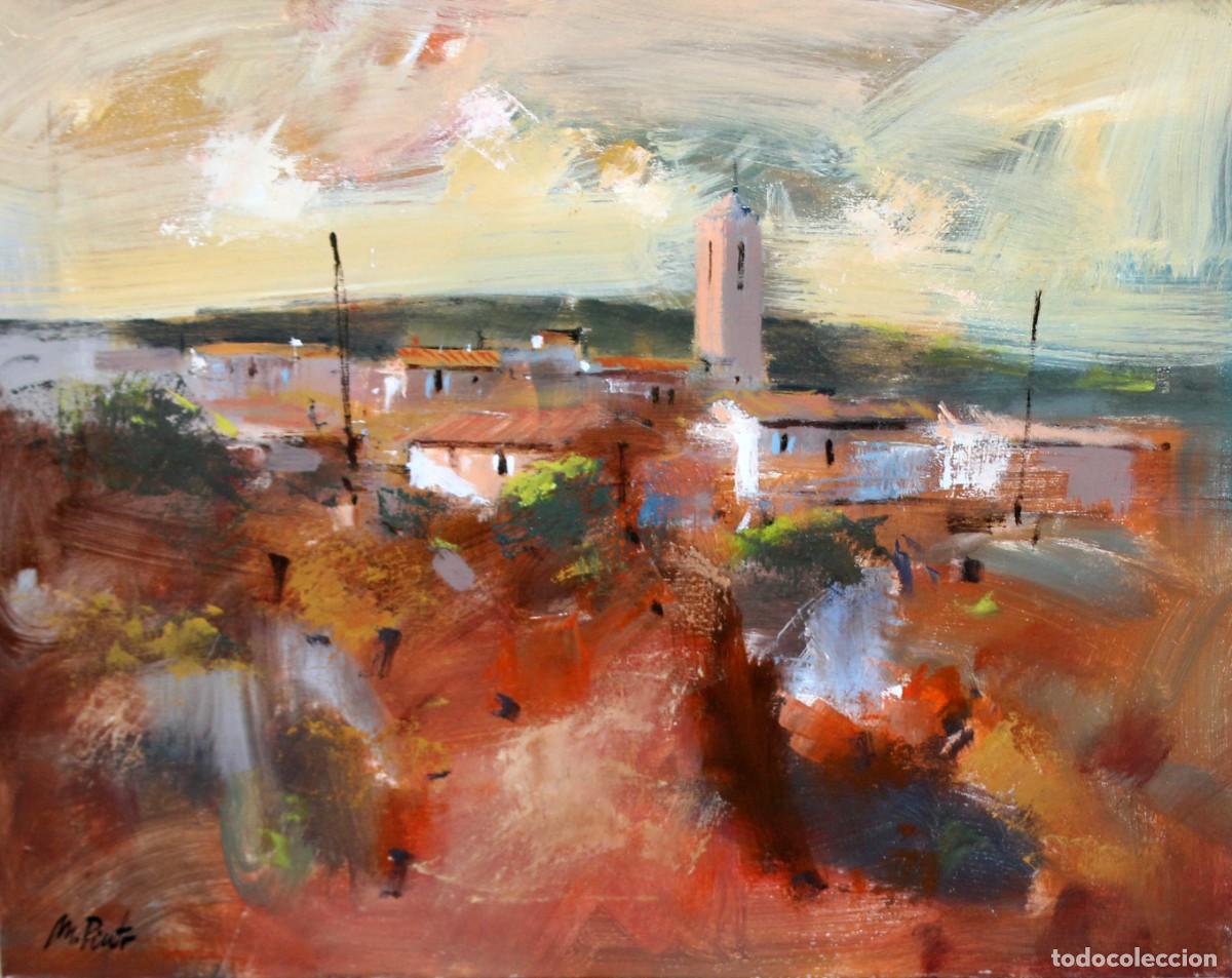 Arte: MANUEL DOBLAS PINTO (Malaga, 1957) OLEO SOBRE TELA. VISTA DE PUEBLO