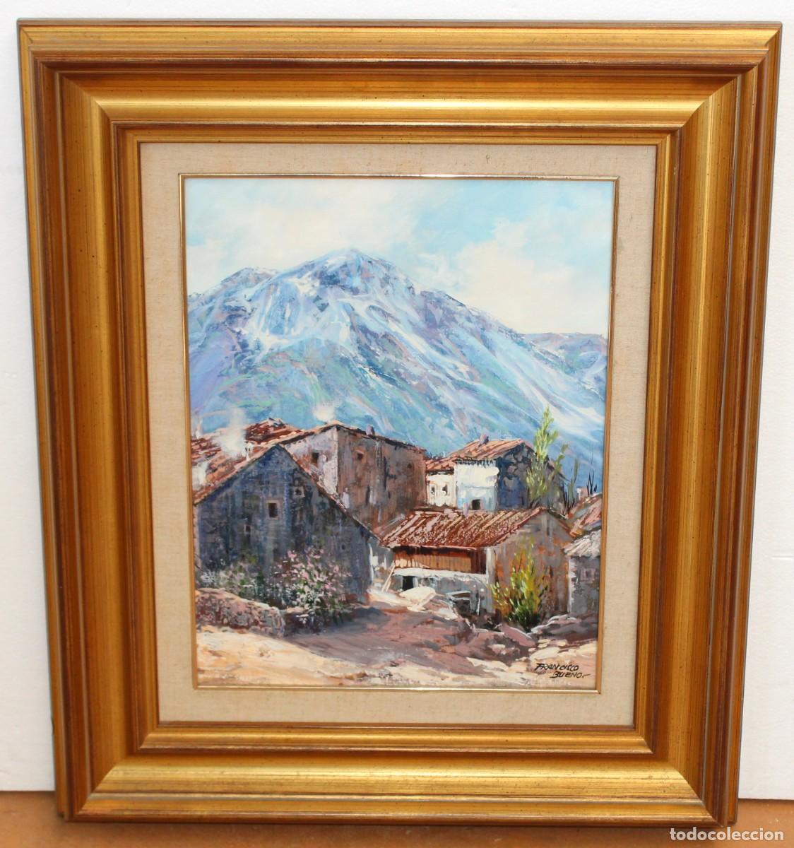 Arte: FRANCISCO BUENO MARTINEZ (1933-1989) OLEO SOBRE TELA. PUEBLO DE MONTA&Ntilde;A (Santander)