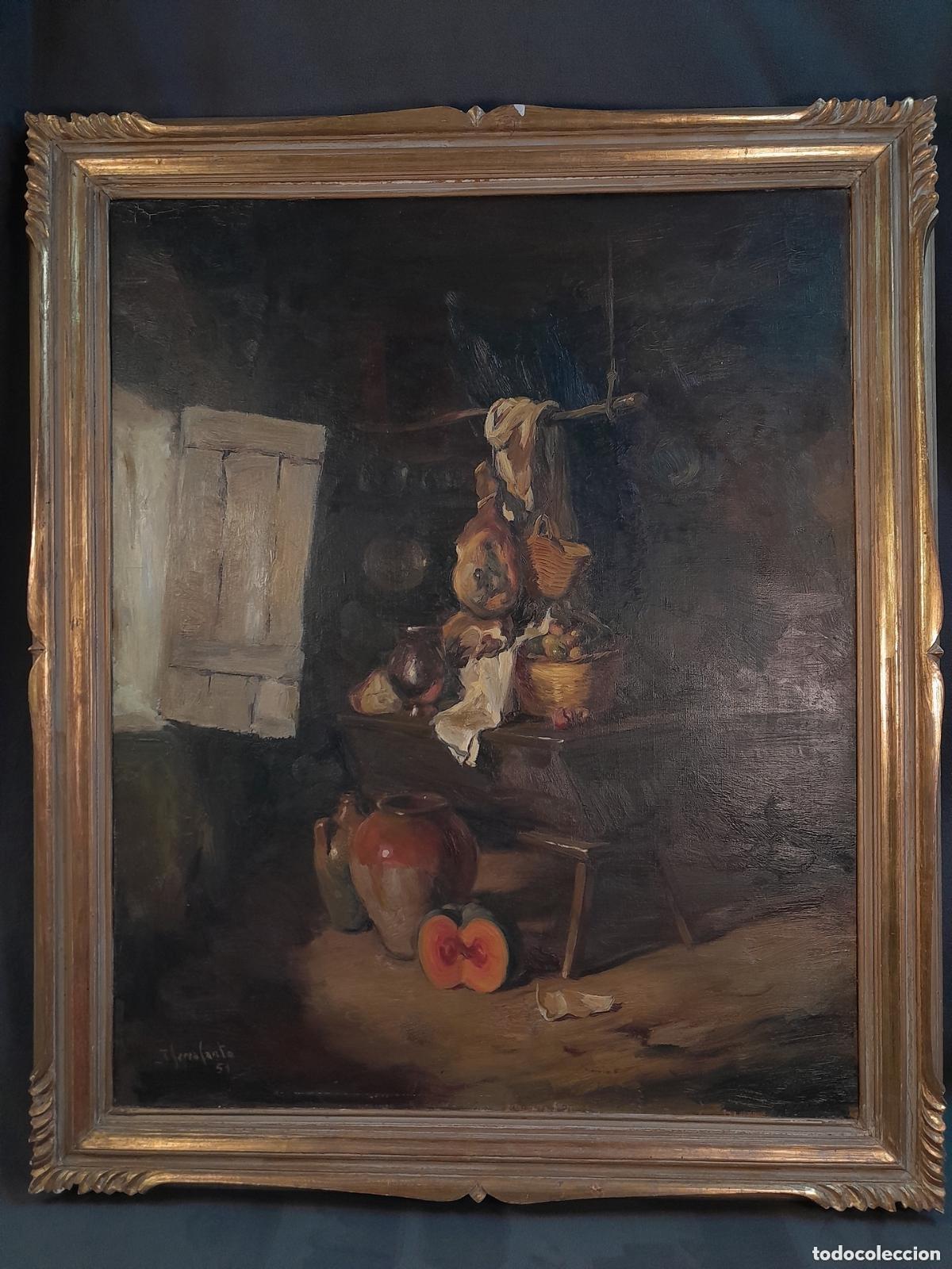 Arte: A-551. JOSEP SERRASANTA (BUENOS AIRES, 1916 - VALLDOREIX, 1998). &Oacute;LEO SOBRE TELA. BODEG&Oacute;N. 1951.