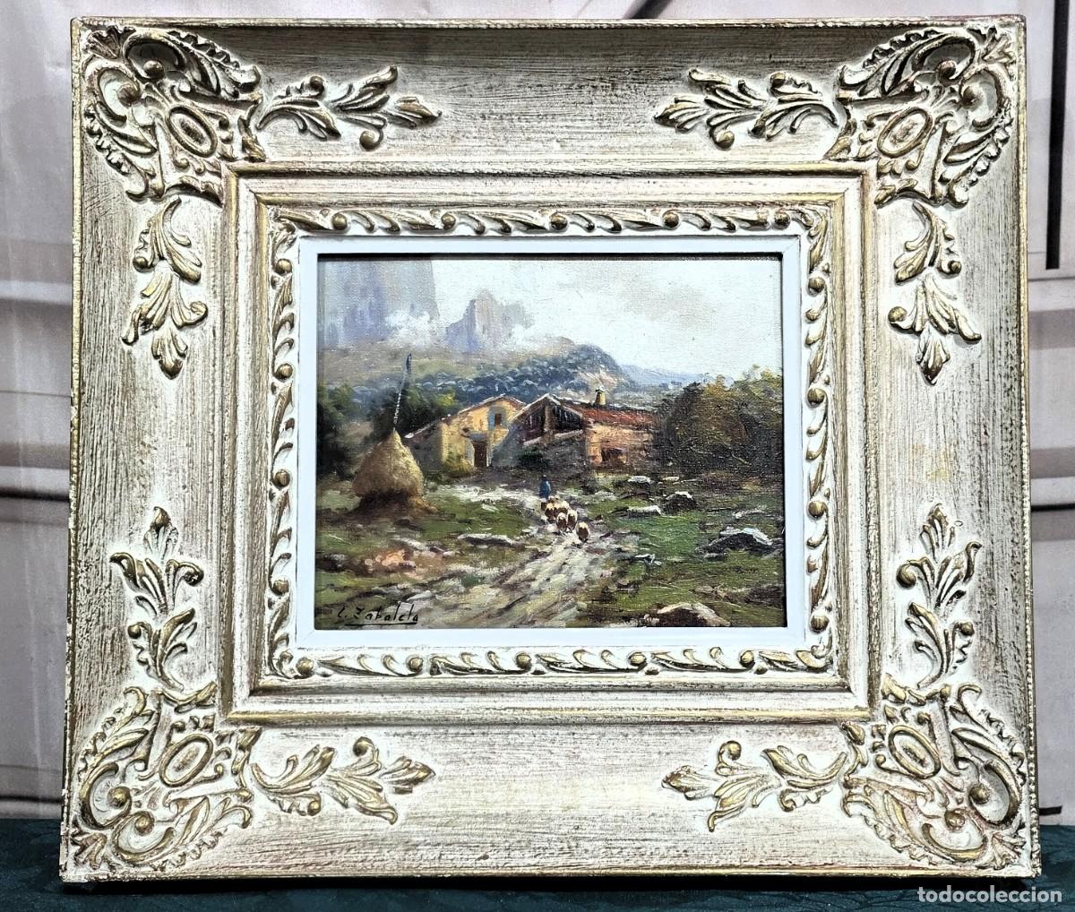 Arte: Oleo sobre lienzo paisaje rural firmado como &rdquo;L. Zabaleta&rdquo;.