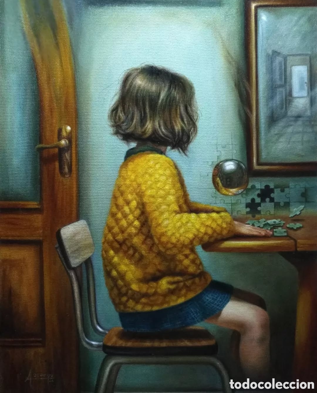 Arte: Pintura surrealista al oleo sobre lienzo, 50x70 cm