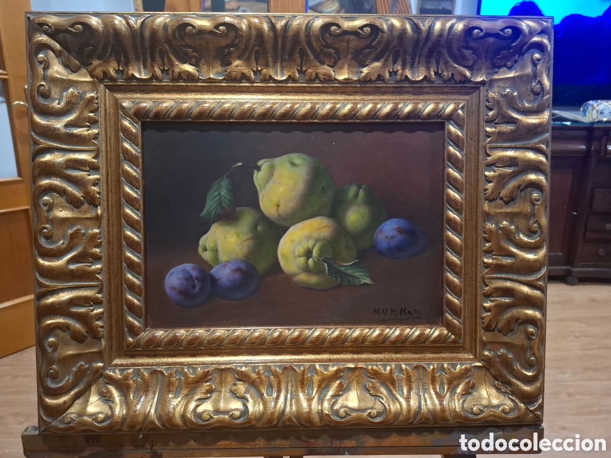 Arte: Oleo sobre tabla bodegon manuel ventura millan 54x44