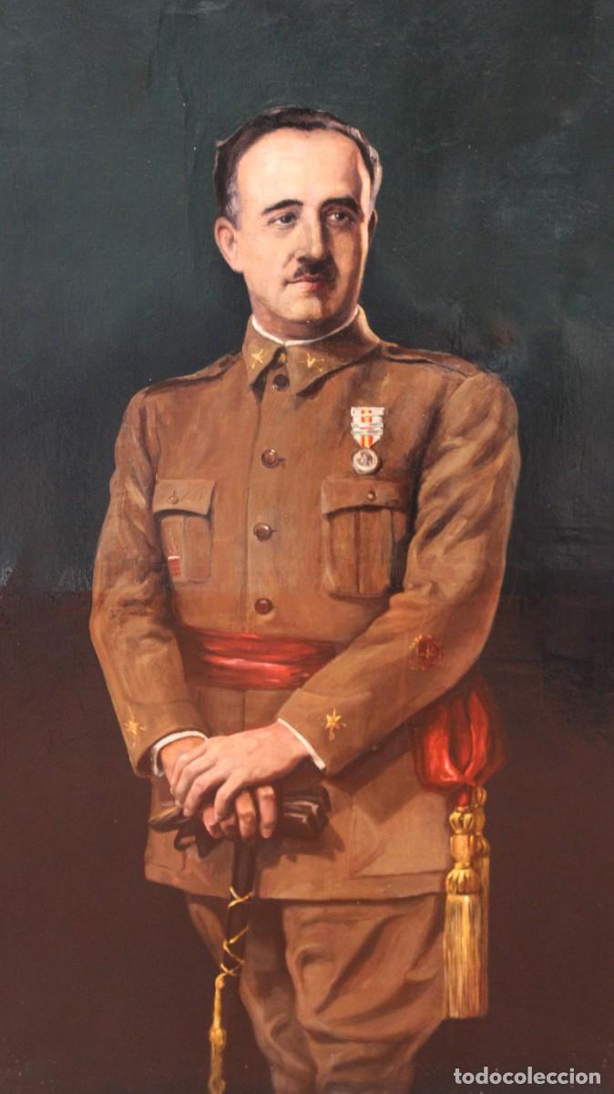 Arte: ESCUELA ESPA&Ntilde;OLA (XX) OLEO SOBRE TELA DE AUTOR ANONIMO. RETRATO DEL GENERAL FRANCO. 148 X 86 CM.