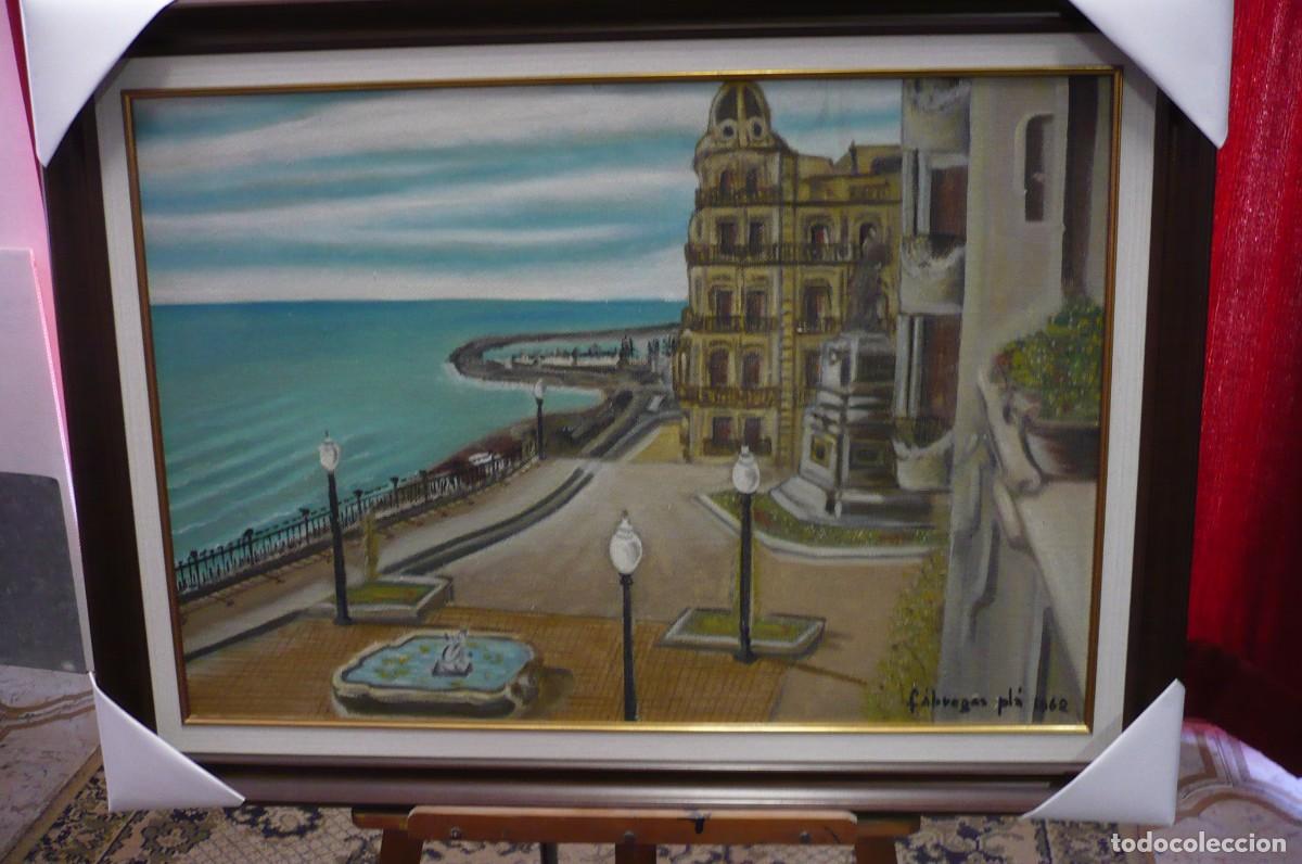 Arte: el balcon del mediterraneo tarragona cuadro al oleo sobre tablero por luis fabr&eacute;gas pla 1962