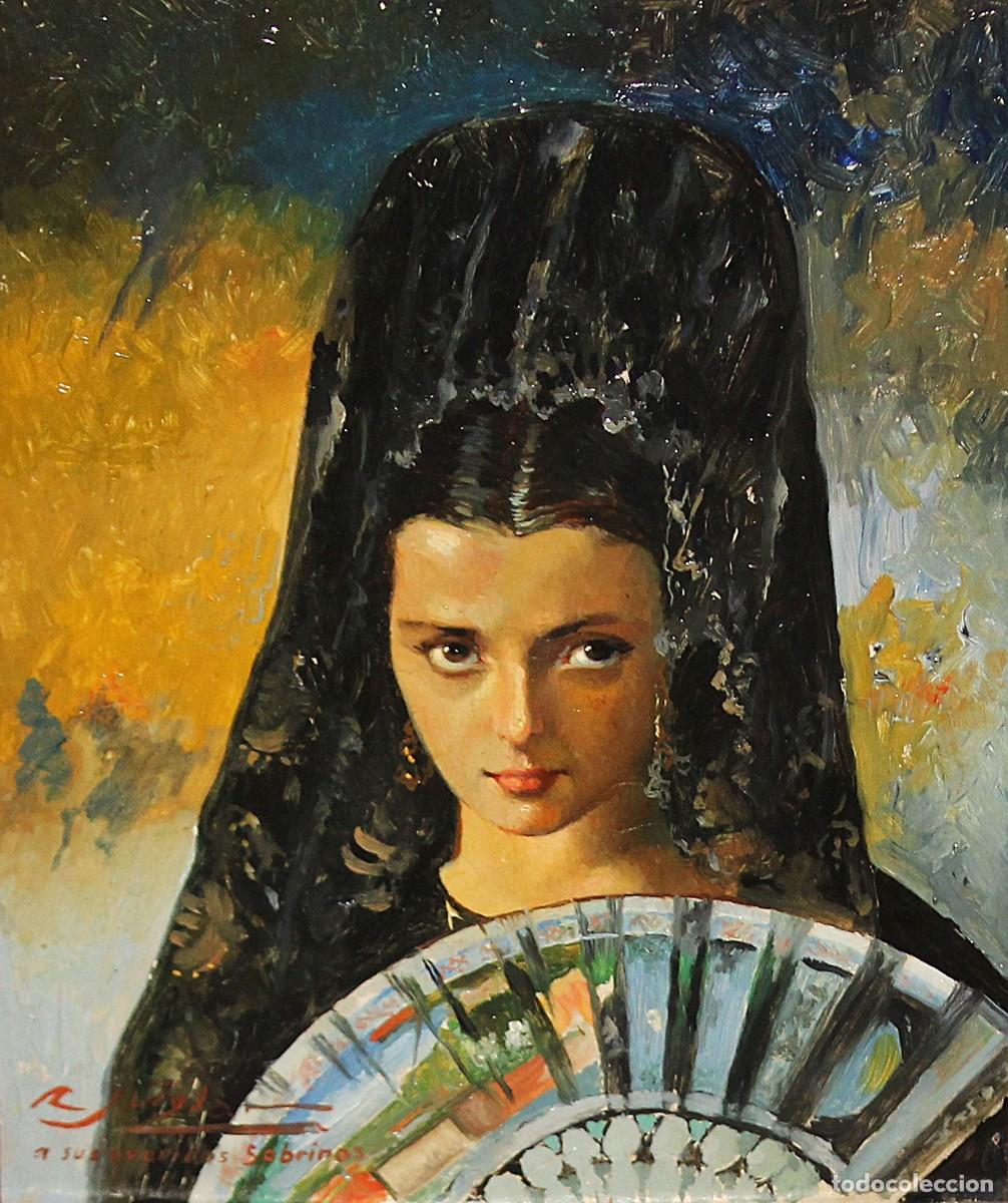 Arte: RAFAEL JUTGLAR PUJOL (Badalona, 1889 - Barcelona, 1961) OLEO SOBRE TABLA. RETRATO DE UNA MANOLA