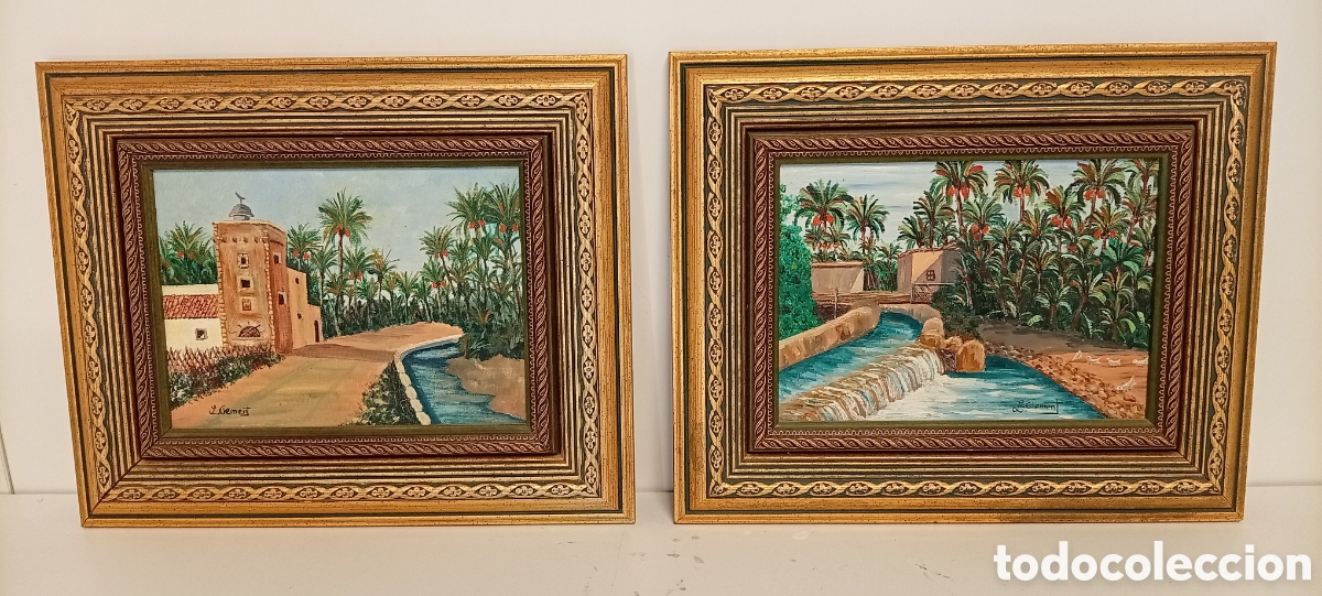 Arte: PAREJA DE OLEOS SOBRE LIENZO PAISAJES ORIENTALES