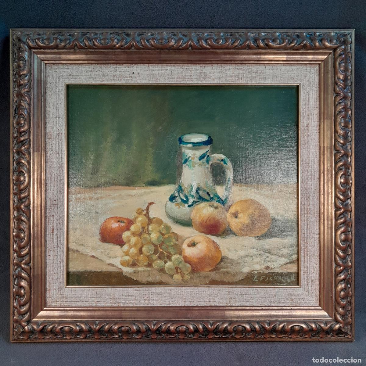 Arte: B-1910. BODEG&Oacute;N CON JARRA Y FRUTAS DE FRANCISCO GARC&Iacute;A ESCARR&Eacute;. &Oacute;LEO SOBRE LIENZO. SIGLO XX.