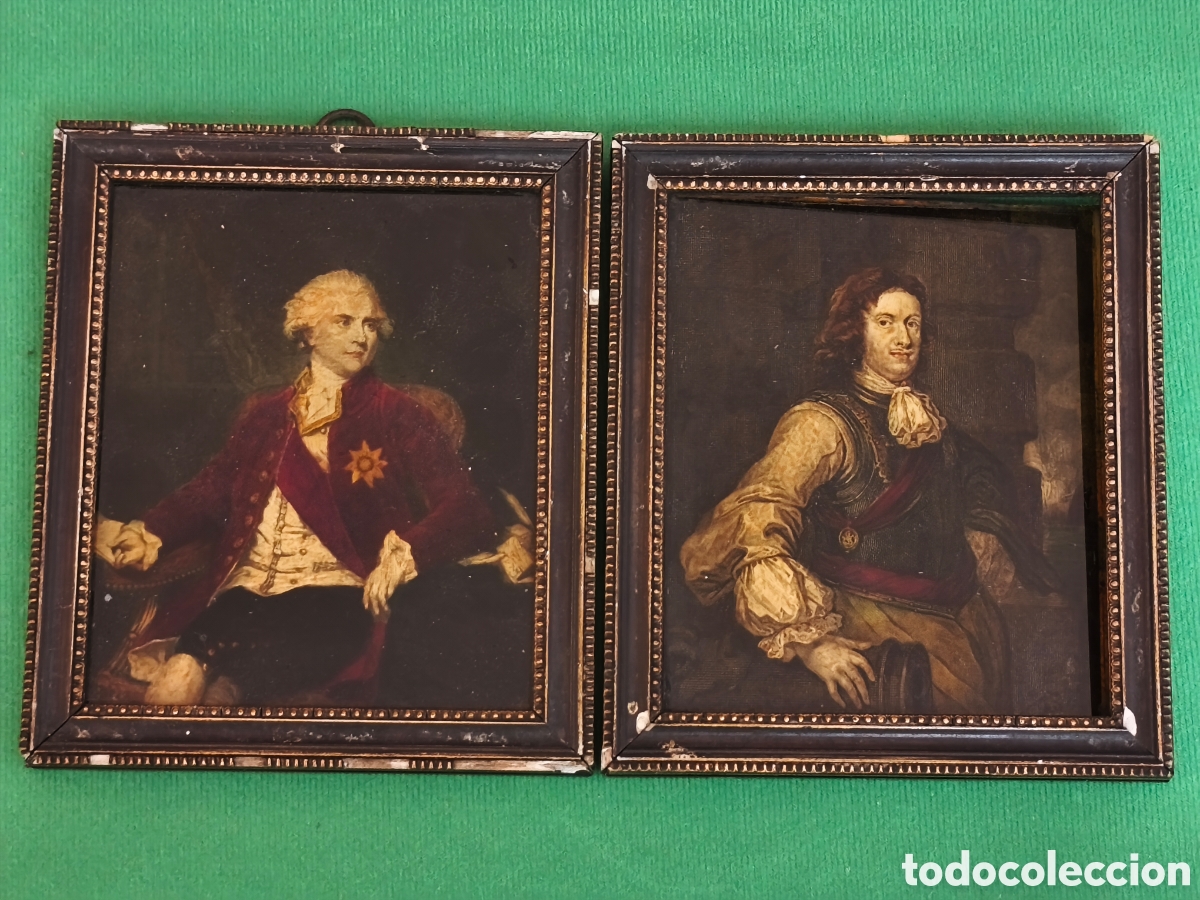 Arte: 2 cuadritos del mediados del siglo XIX, Verre &eacute;glomis&eacute; (Pintura invertida sobre vidrio)