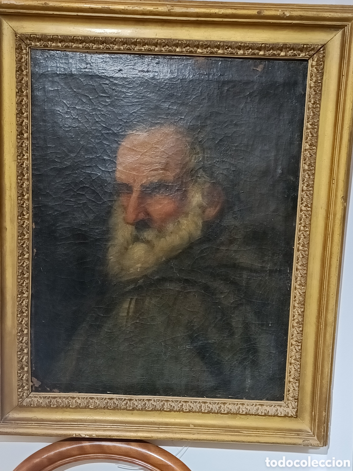 Arte: Oleo sobre lienzo siglo XVIII, retrato de caballero, marco de la &eacute;poca.