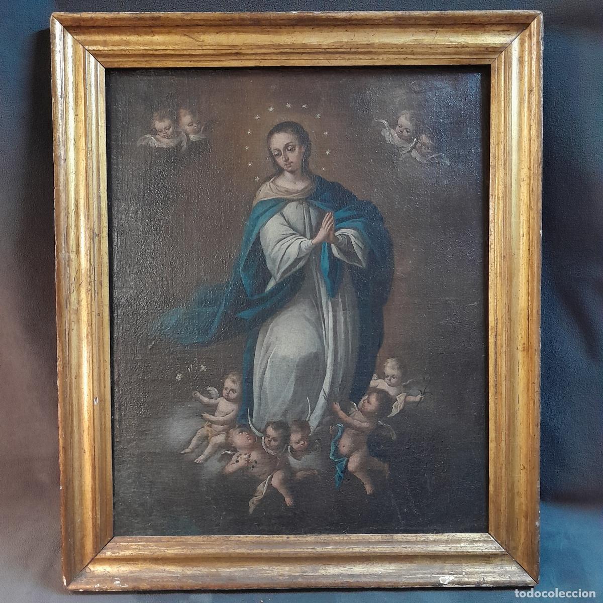Arte: B-1913. &Oacute;LEO SOBRE LIENZO. ESCUELA ESPA&Ntilde;OLA. INMACULADA CONCEPCI&Oacute;N. SIGLO XVIII.