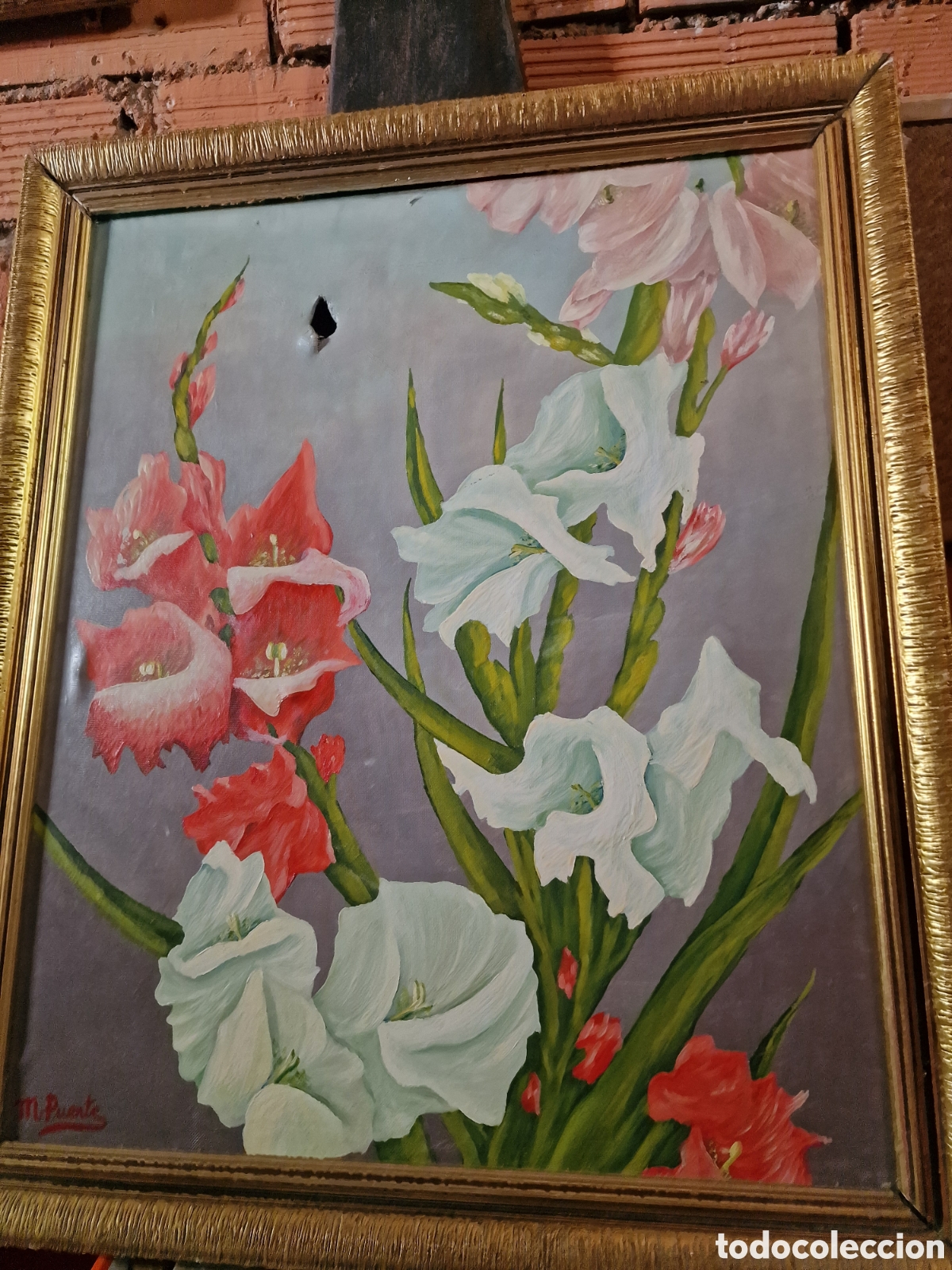 Arte: Cuadro,&oacute;leo sobre lienzo firmado m.puente,vintage