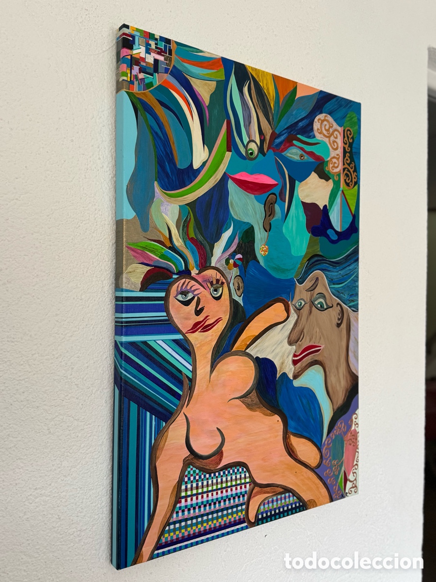 Arte: &ldquo;Rostros alegres&rdquo; Acr&iacute;lico sobre lienzo &middot; 90x60 cm - Foto 2
