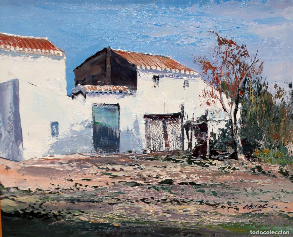 Arte: JOSE COZAR VIEDMA (Baeza, 1944) OLEO SOBRE TELA DEL A&Ntilde;O 1984. CASAS DE CAMPO (Val&egrave;ncia)