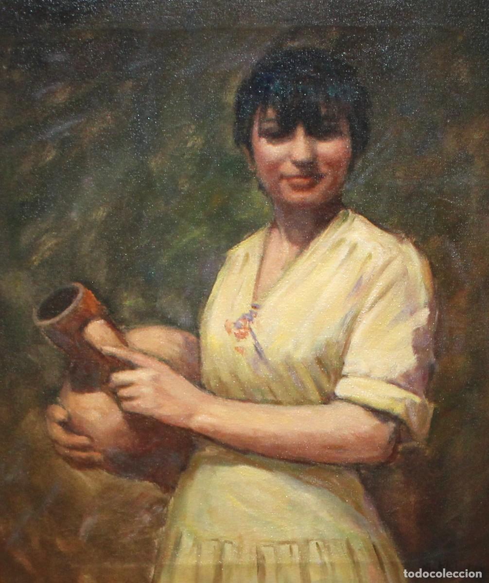 Arte: ALBERTO GISBERT SIURANA (Castellar-Oliveral, Valencia, 1923 - 2009) OLEO EN TELA. JOVEN CON CANTARA
