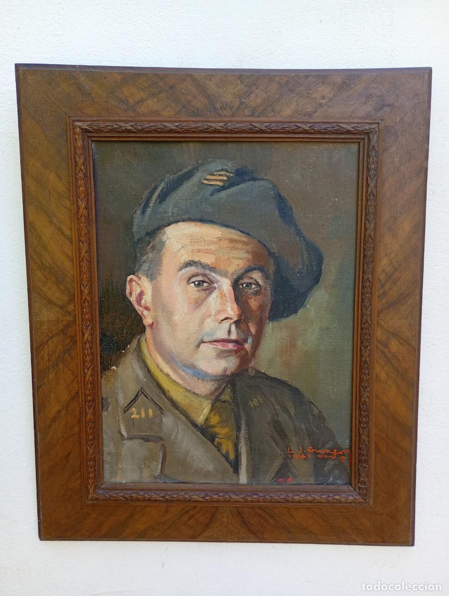 Arte: oleo sobre lienzo firmado 1941 retrato militar francia
