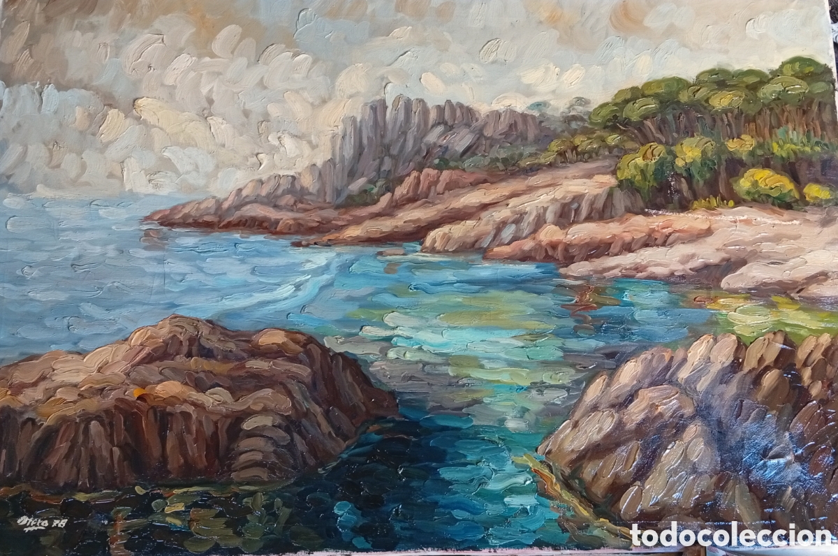 Arte: Oleo lienzo pintura gallega marina firmado Otero a&ntilde;o 1978
