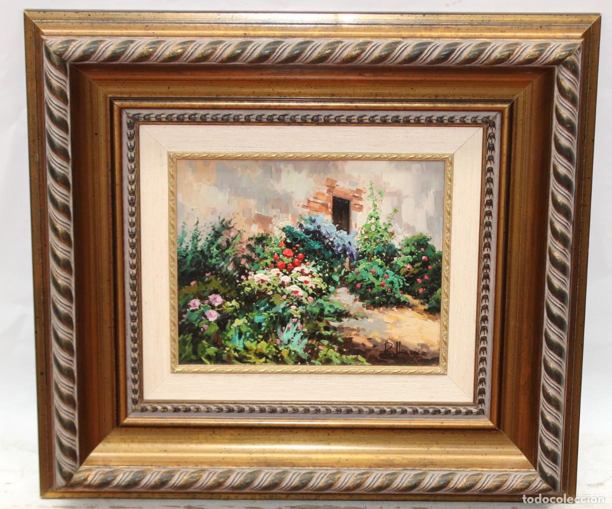 Arte: ESCUELA VELENCIANA (SIGLO XX) OLEO SOBRE TELA FIRMADO POR LLORENS. JARDIN MEDITERRANEO