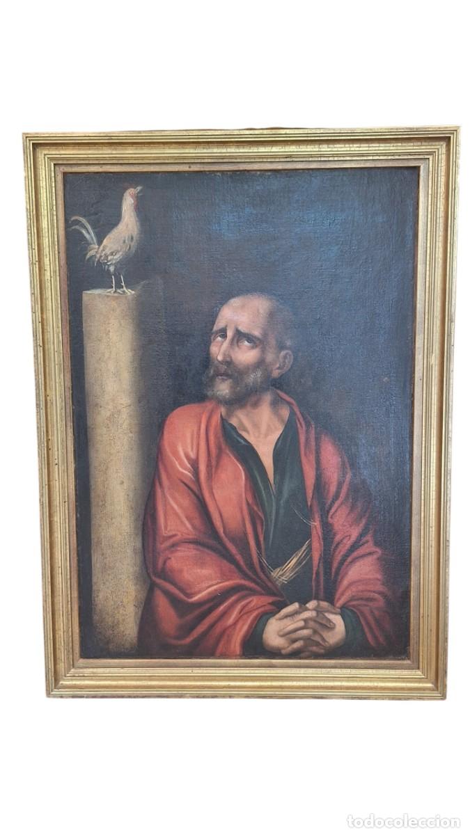 Arte: San Pedro. &Oacute;leo sobre lienzo. Escuela espa&ntilde;ola. Siglo XVIII. 91 x 67 cm. 82 x 57,5 cm.