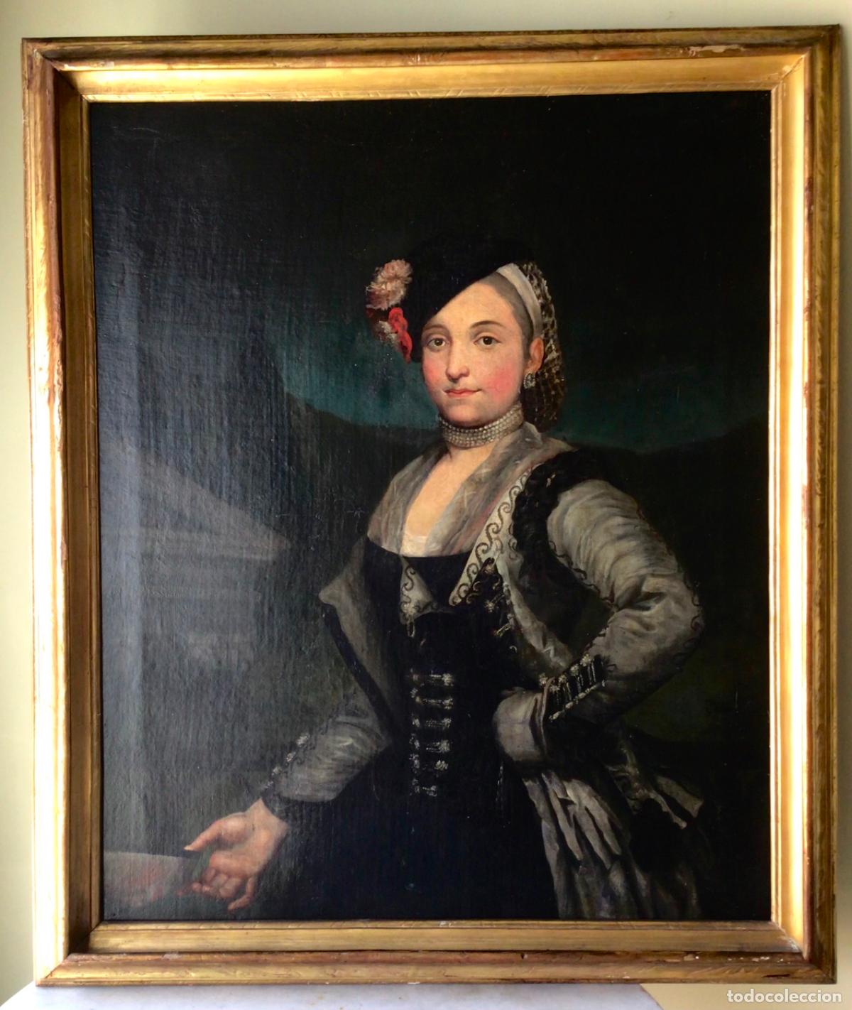 Arte: ANTIGUA PINTURA . RETRATO DEL SIGLO XIX FIRMADO .CON GRAN MARCO DE EPOCA