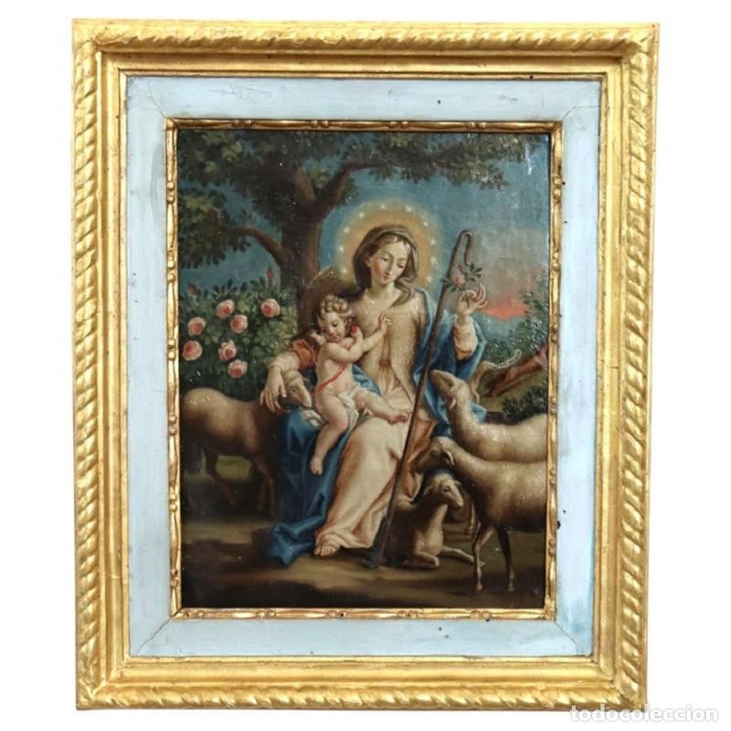 Arte: Mar&iacute;a la Pastora, firmada Raphael Fogliardi y fechada en 1795, pintura al &oacute;leo sobre lienzo