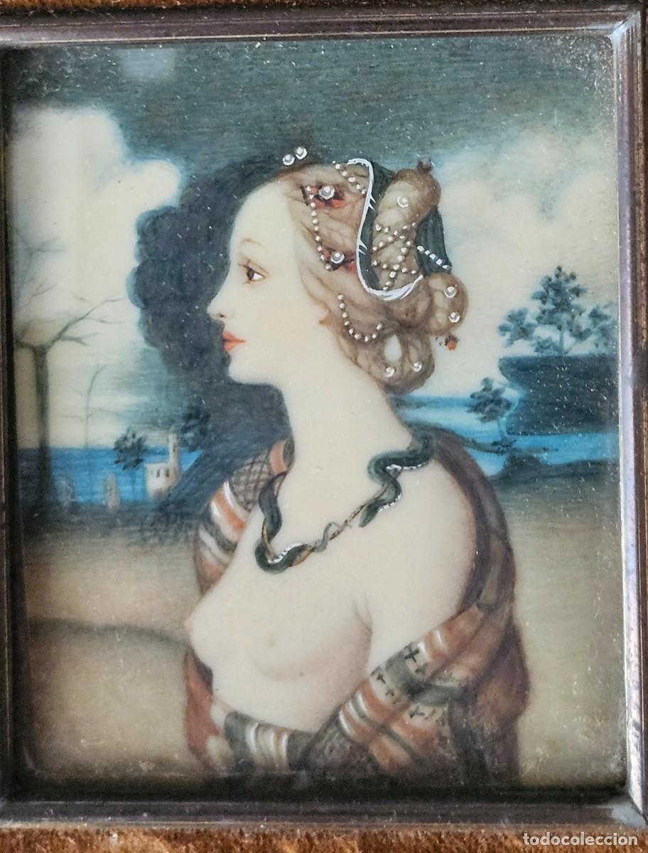 Arte: RETRATO MINIATURA DE MUJER ANTIGUA