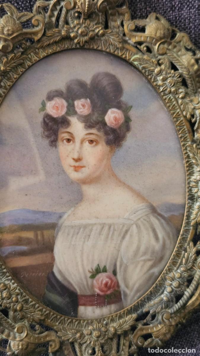 Arte: RETRATO MINI DE ELEGANTE MUJER - Foto 2