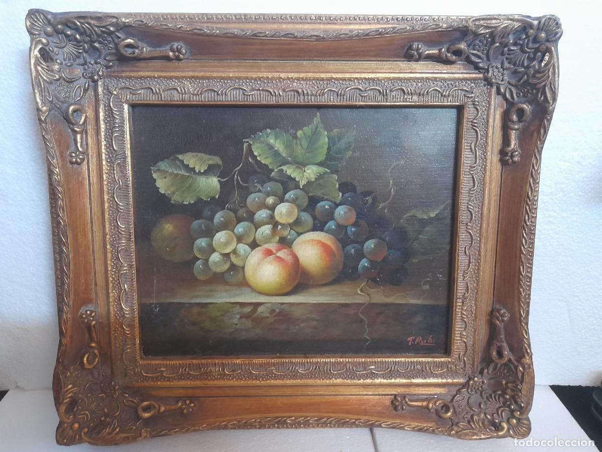 Arte: Cuadro Bodeg&oacute;n Frutal al &Oacute;leo Siglo XIX firmado por T. Rub&iacute;