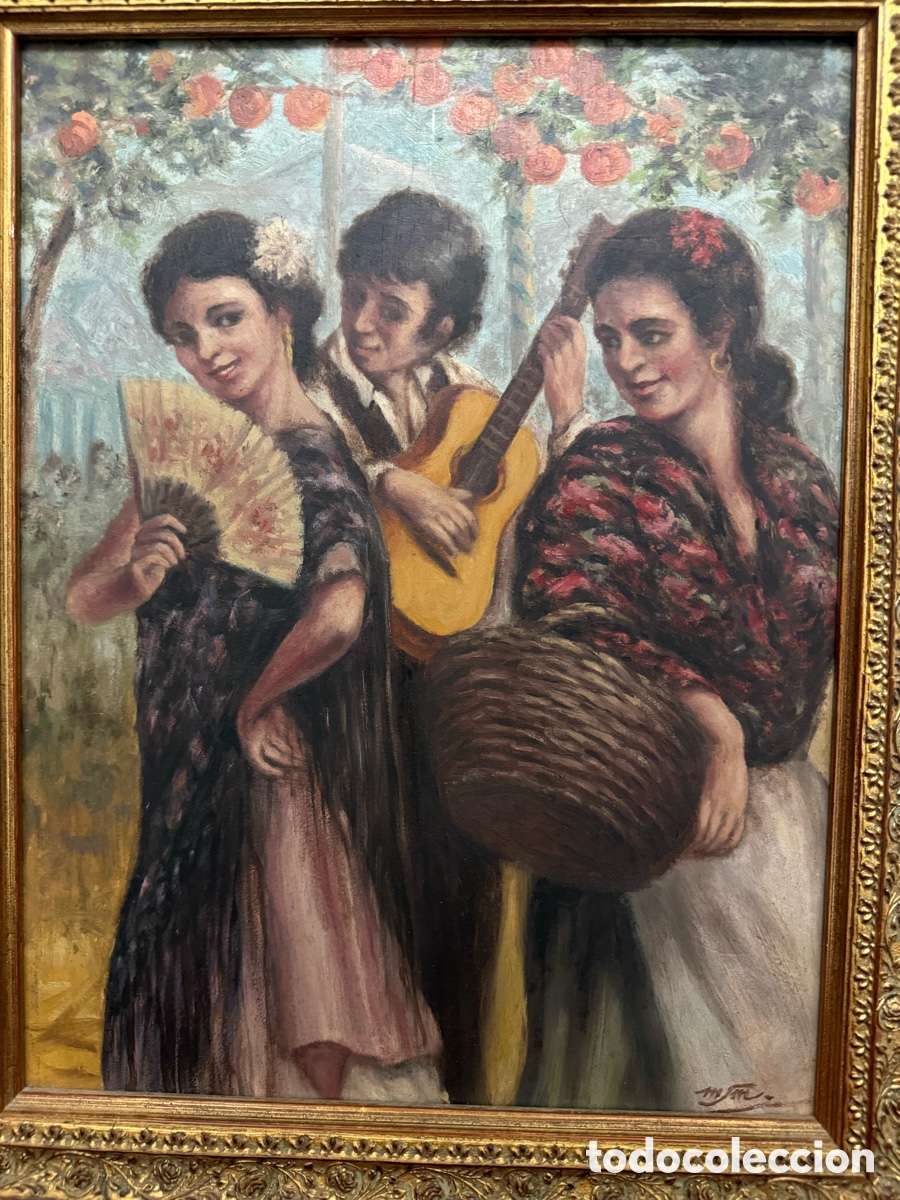 Arte: &Oacute;leo costumbrista. Baile, gitanos, guitarra