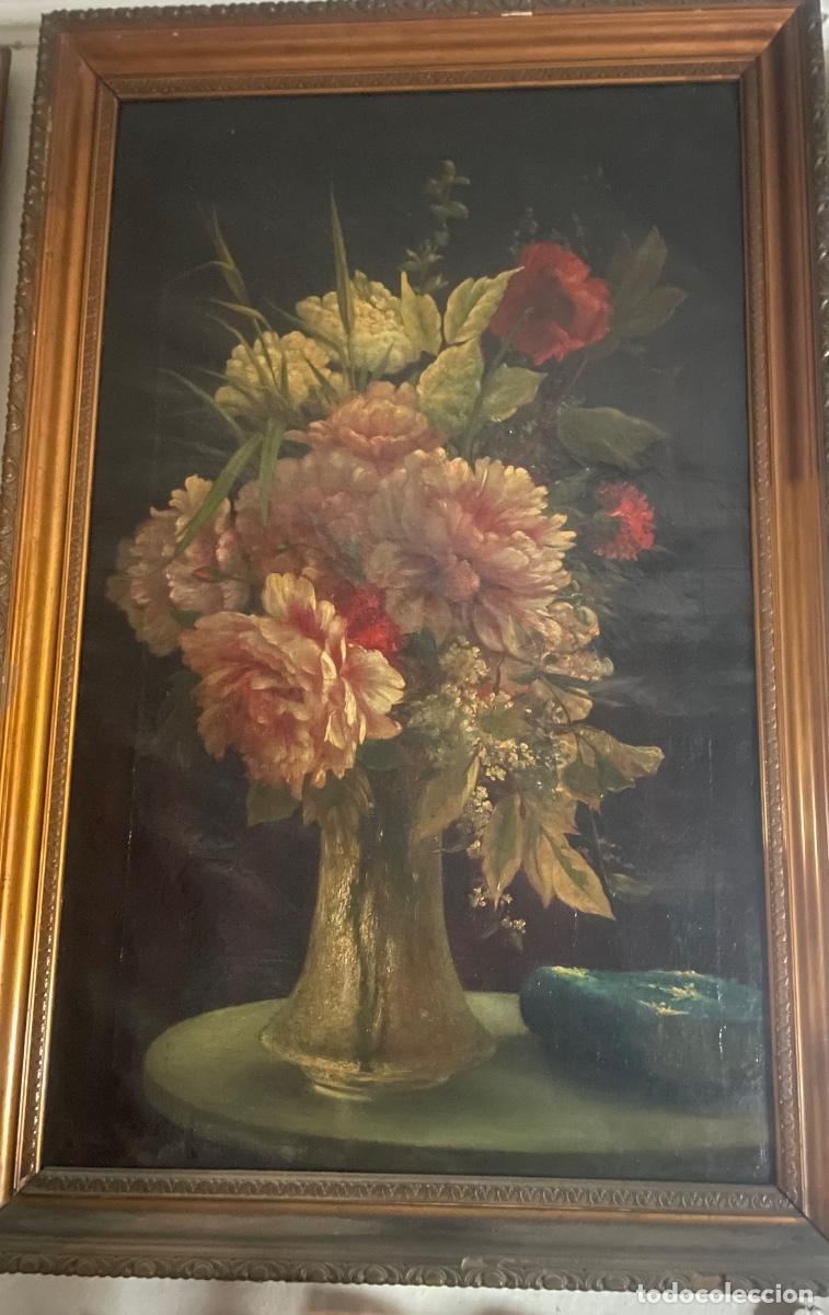 Arte: RICARDO MARTI I AGUIL&Oacute; - ANTIGUA PINTURA AL OLEO SOBRE LIENZO FLORERO Y LIBRO FIRMADO RICARDO MARTI