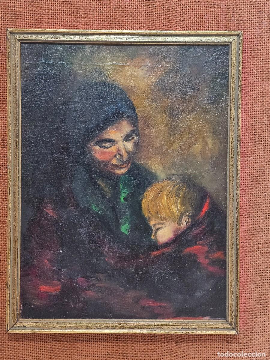 Arte: OLEO SOBRE CARTON, FAMILIA GITANA, AUTOR SIN IDENTIFICAR, (27X20)