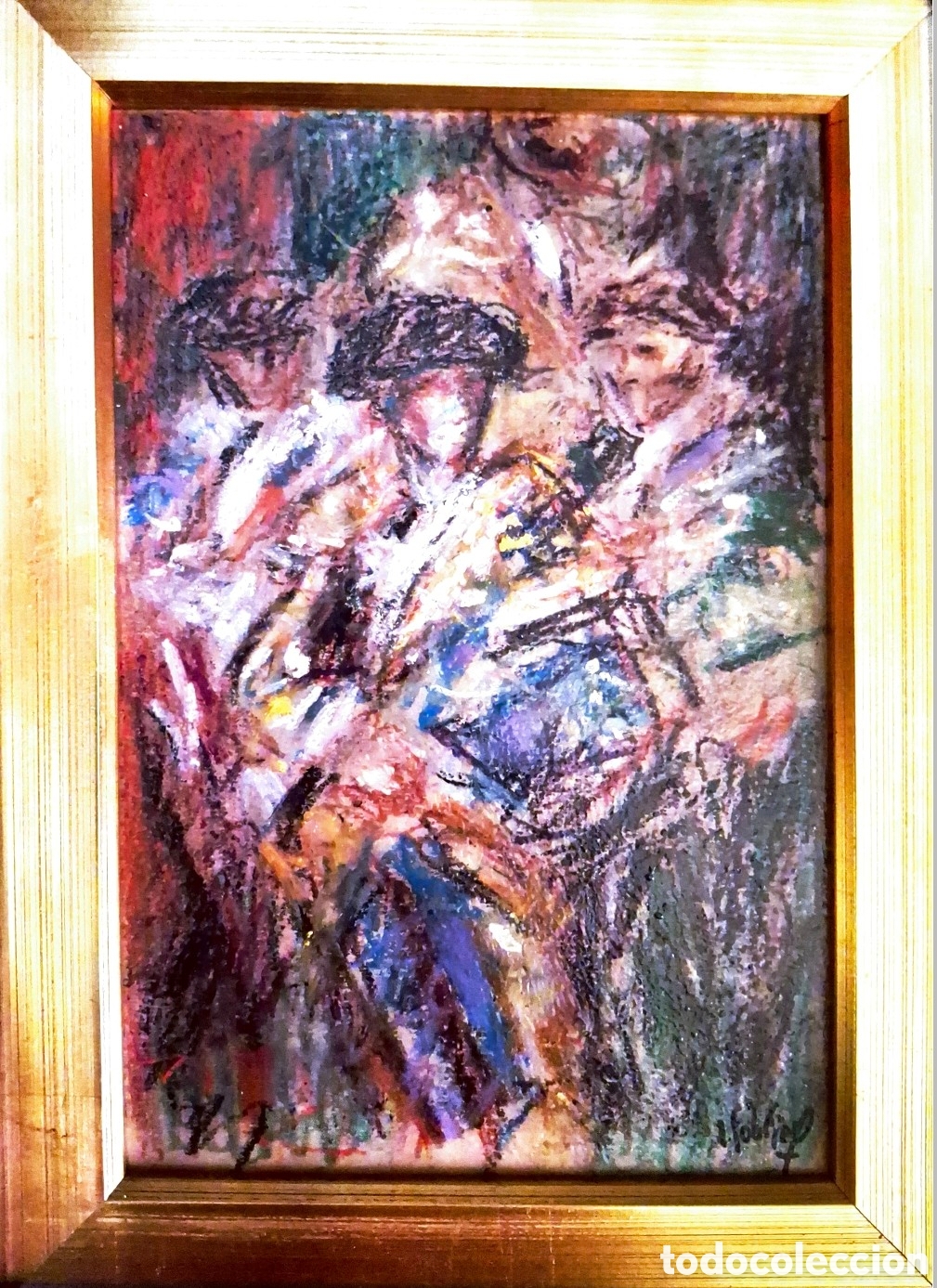 Arte: INDALECIO SOBRINO &ndash; &Oacute;leo original firmado. &rdquo;Cuadrilla de toreros&rdquo;. Enmarcado