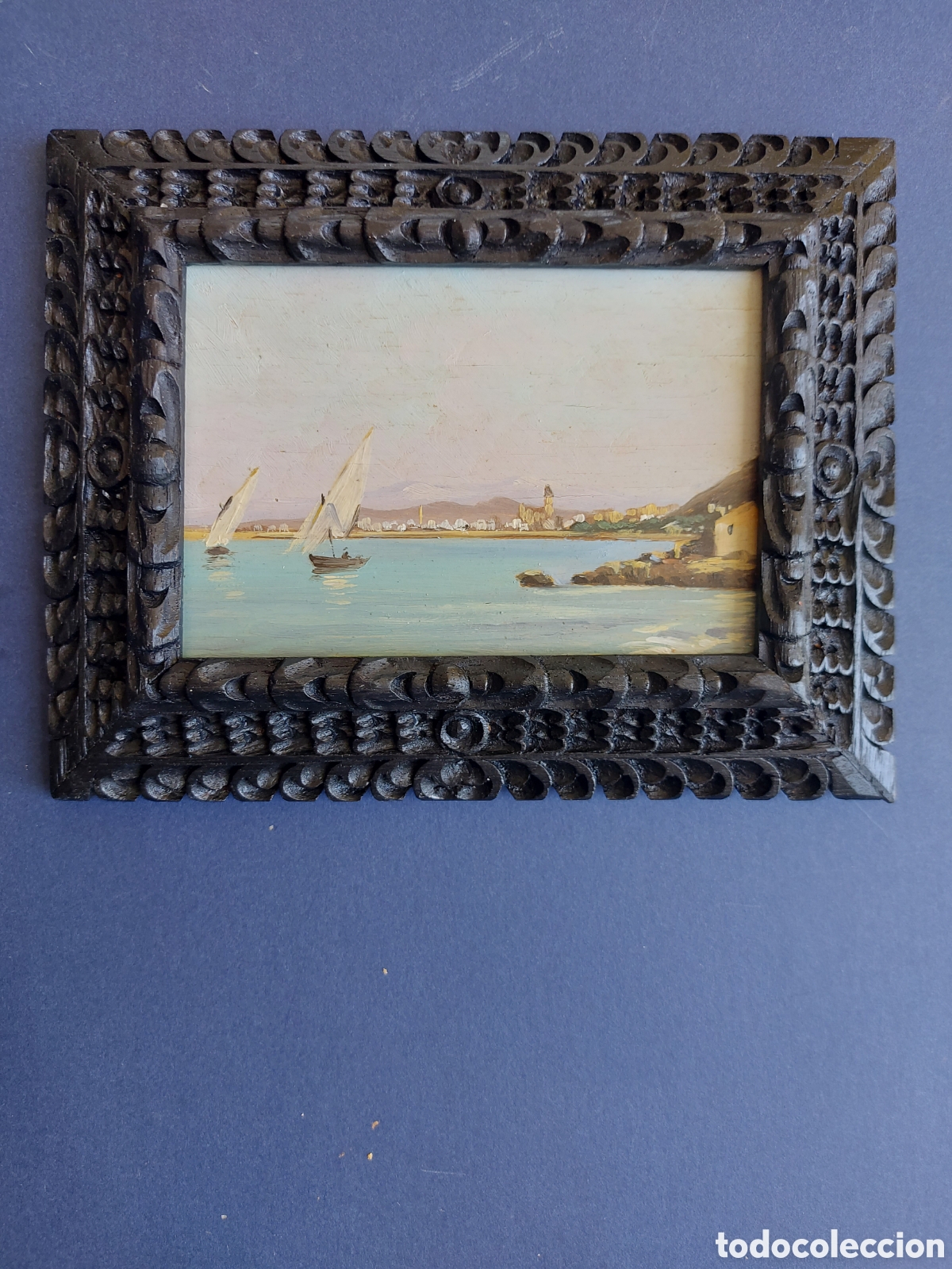 Arte: &rdquo;VELEROS LLEGANDO A LA COSTA&rdquo; OLEO EPOCA