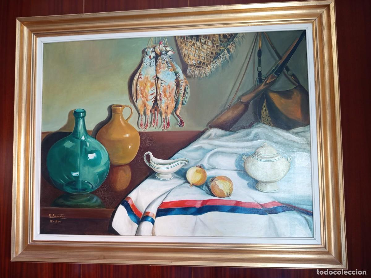 Arte: Bodeg&oacute;n cuadro caza marco incluido 1977