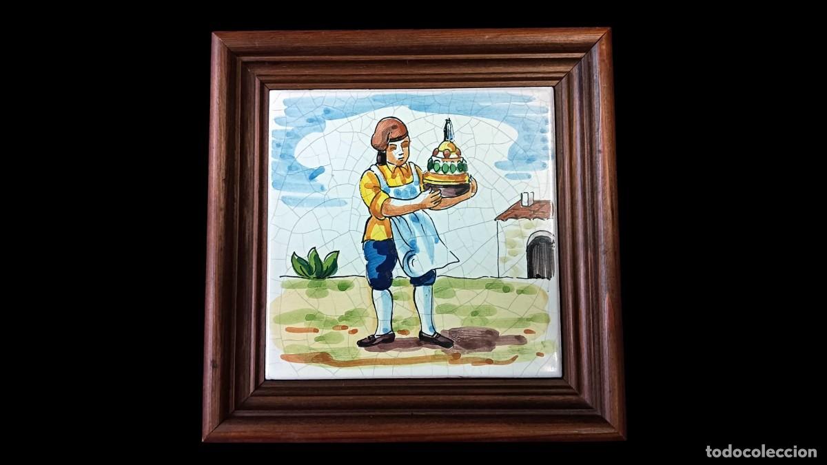 Arte: BALDOSA CER&Aacute;MICA PINTADA A MANO &middot; PASTELERO/REPOSTERO COSTUMBRISTA &middot; NOGAL &middot; A&Ntilde;OS 60/70