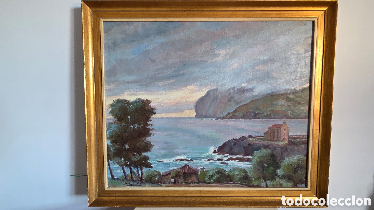 Kunst: &Oacute;leo sobre lienzo &rdquo;Lluvia al amanecer, Luarca&rdquo; - Antonio Santaf&eacute; Largacha (1911-1985) - Lote 27